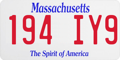 MA license plate 194IY9
