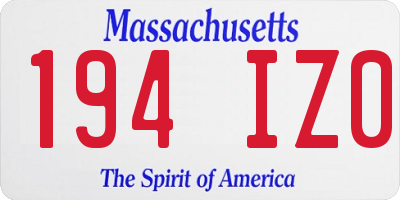 MA license plate 194IZ0