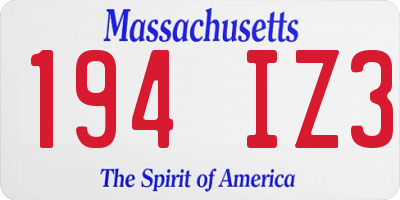 MA license plate 194IZ3