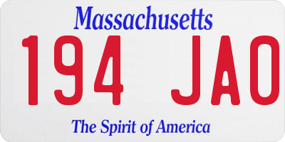 MA license plate 194JA0