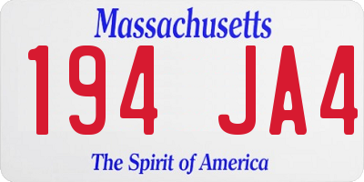 MA license plate 194JA4