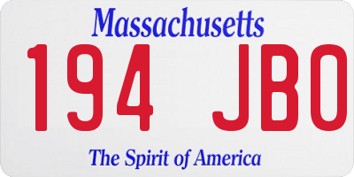 MA license plate 194JB0