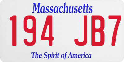 MA license plate 194JB7