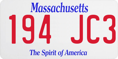 MA license plate 194JC3