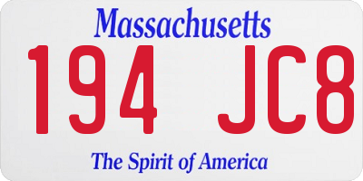 MA license plate 194JC8