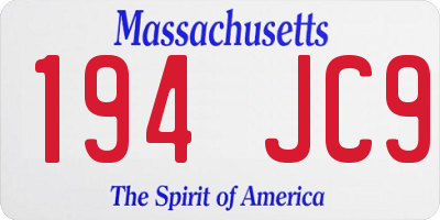 MA license plate 194JC9