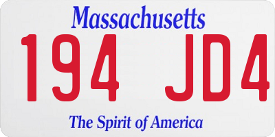 MA license plate 194JD4