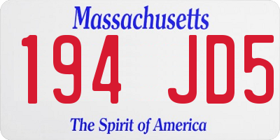 MA license plate 194JD5