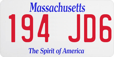 MA license plate 194JD6