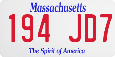 MA license plate 194JD7