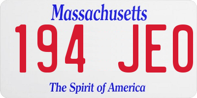 MA license plate 194JE0
