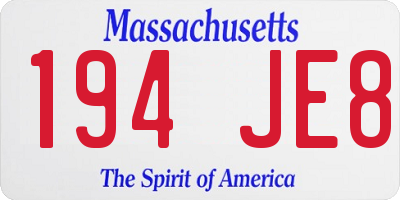 MA license plate 194JE8