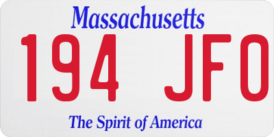 MA license plate 194JF0