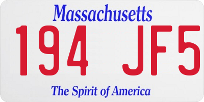 MA license plate 194JF5