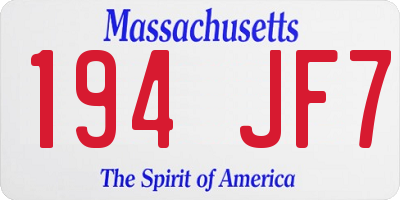MA license plate 194JF7