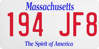 MA license plate 194JF8