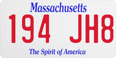 MA license plate 194JH8