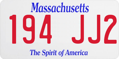 MA license plate 194JJ2