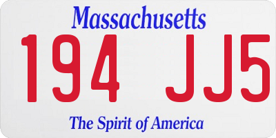 MA license plate 194JJ5