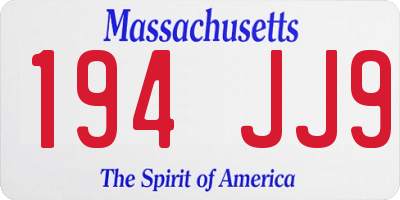 MA license plate 194JJ9