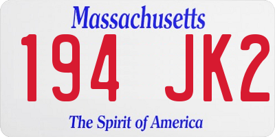 MA license plate 194JK2