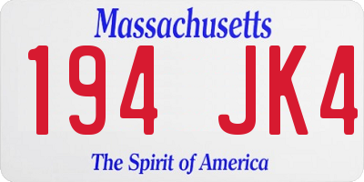 MA license plate 194JK4
