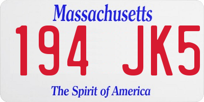 MA license plate 194JK5