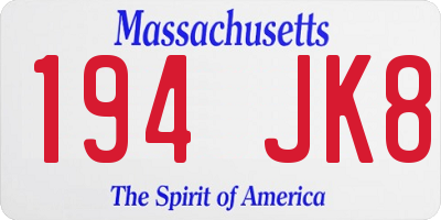 MA license plate 194JK8