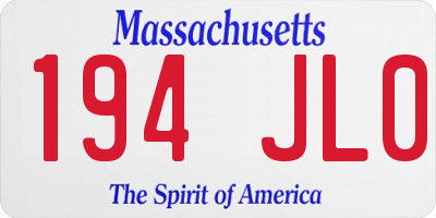 MA license plate 194JL0