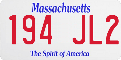 MA license plate 194JL2
