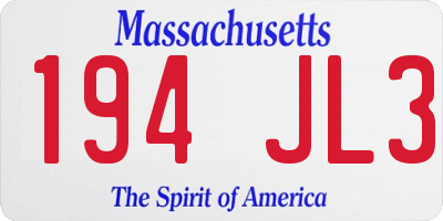 MA license plate 194JL3