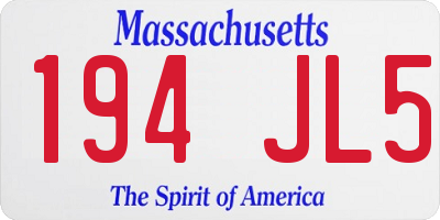 MA license plate 194JL5
