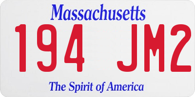 MA license plate 194JM2