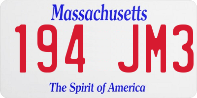 MA license plate 194JM3