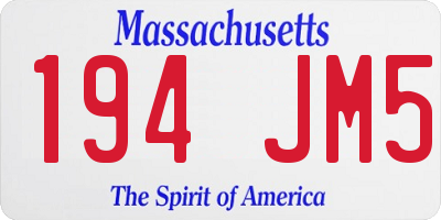 MA license plate 194JM5