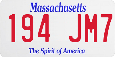 MA license plate 194JM7