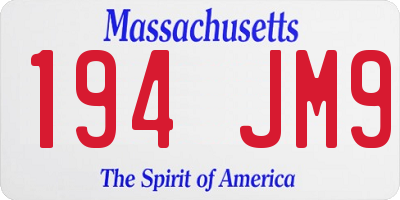 MA license plate 194JM9