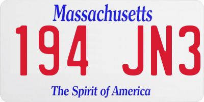 MA license plate 194JN3