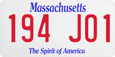 MA license plate 194JO1
