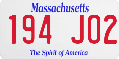 MA license plate 194JO2