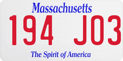 MA license plate 194JO3