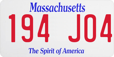 MA license plate 194JO4