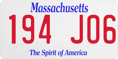 MA license plate 194JO6