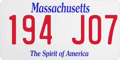 MA license plate 194JO7