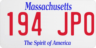 MA license plate 194JP0