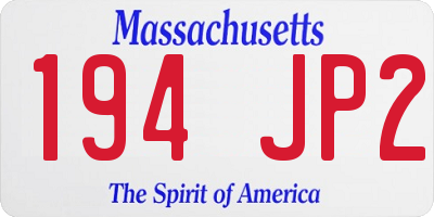 MA license plate 194JP2