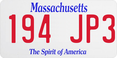 MA license plate 194JP3