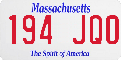 MA license plate 194JQ0