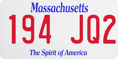 MA license plate 194JQ2