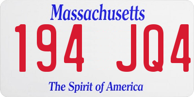 MA license plate 194JQ4